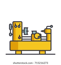 Industrial equipment machine flat line illustration, concept vector isolated icon 