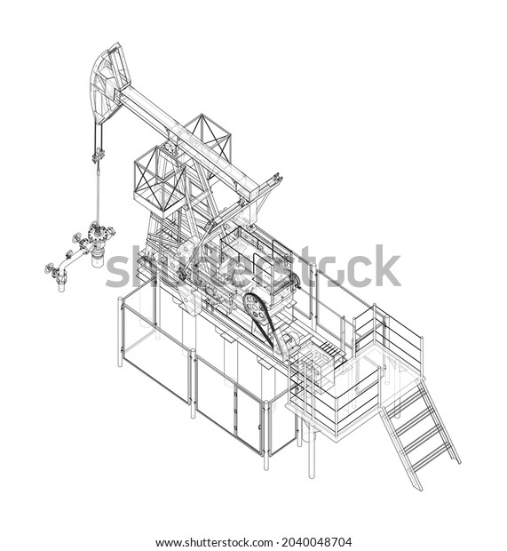Industrial Equipment Oil Extraction Vector Rendering Stock Vector ...