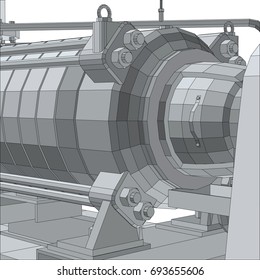 Industrial equipment pump. Wire-frame. EPS10 format. Vector rendering of 3d.