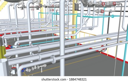 Industrial equipment rendering of 3d vector color illustration