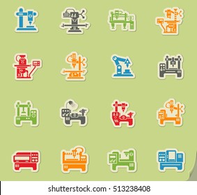 industrial equipment web icons on color paper stickers for user interface