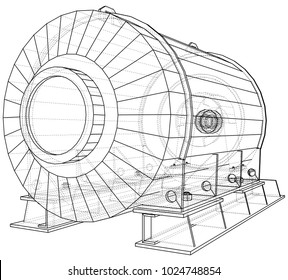 Industrial equipment. Wire-frame. Vector EPS10 format. Vector rendering of 3d.
