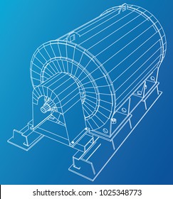 Industrial equipment. Wire-frame. Vector EPS10 format. Vector rendering of 3d.