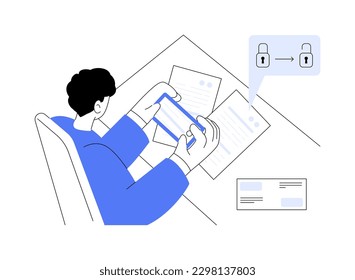 Industrial espionage abstract concept vector illustration. Person stealing confidential data, trade secret, business documents, company documentation, corporate paperwork abstract metaphor.