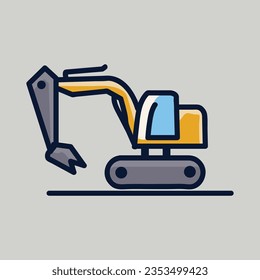 industrial excavator heavy vehicle illustration