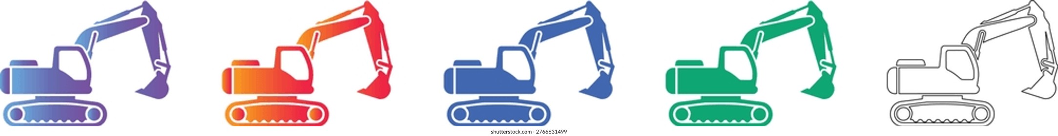 Industrial Excavator Vector Collection vol 1935