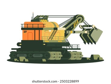 Industrial excavator. Vector illustration of a heavy-duty excavator used in mining and construction.