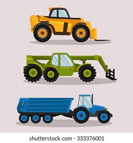Industrial excavator vector image design set for your illustration, decoration, labels, stickers and other creative needs. 