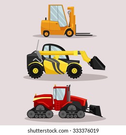 Industrial excavator vector image design set for your illustration, decoration, labels, stickers and other creative needs. 