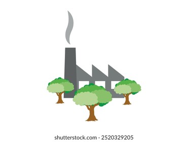 Fábrica de Industrial entre los bosques que representan la industria sostenible