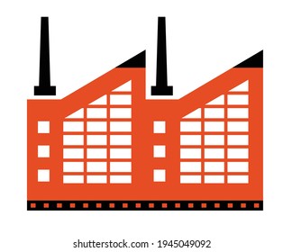 Industrial factory building flat color single house construction for design and decoration of stock illustration on a white background