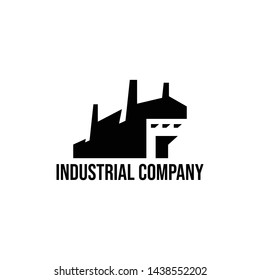 Industrial factory building flat logo design vector