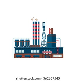 Industrial Factory Building Flat Vector Illustration industrial Plant