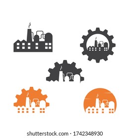 industrial factory building icon vector illustration design template