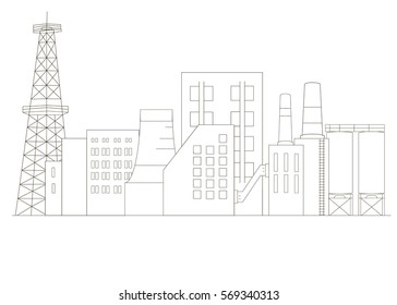 Industrial factory building. Linear style