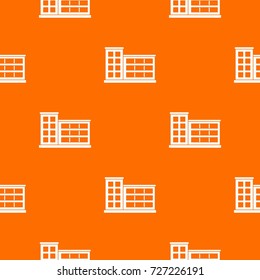 Industrial factory building pattern repeat seamless in orange color for any design. Vector geometric illustration