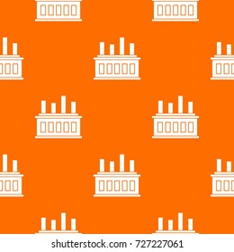 Industrial factory building pattern repeat seamless in orange color for any design. Vector geometric illustration