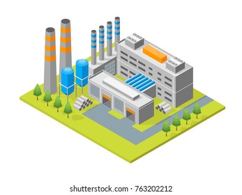 Industrial Factory Building Pipe Tower Isometric Stock Vector (Royalty ...