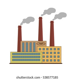 Industrial factory building, vector