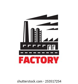 Industrial factory building - vector logo template illustration. Plant sign. Design element.