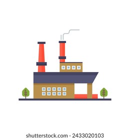 Industrial factory buildings and high smoke pipes of plant station vector illustration