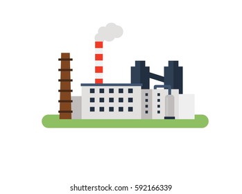 Industrial factory buildings icon. Factory Landscape. Vector flat illustration.