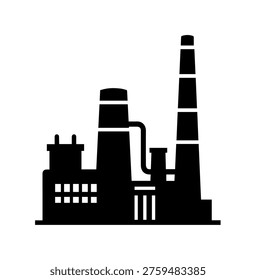 Industrial Factory Chimney and Smoke Stack Silhouette Vector for Manufacturing Plant and Energy Production Icon Design