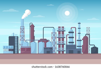 Industrial Factory Concept Manufacturing Building Facilities Area Landscape Flat Illustration