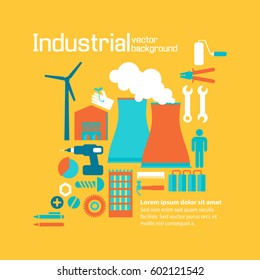 Industrial factory design concept. Vector Illustration, eps10, contains transparencies.