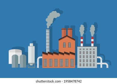 Industrial factory design - vector factory building. Simple factory vector illustration. Manufacturing industry.
