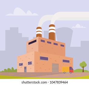 Industrial factory in flat style