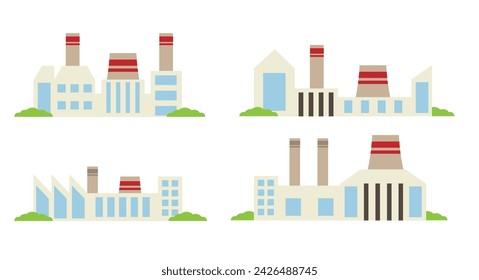 Industrial Factory Flat Style Set. Heavy industry and city details concept vector