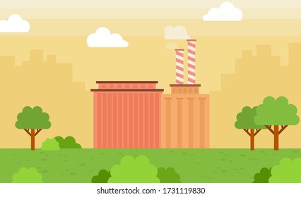 Industrial factory in a flat style. Vector illustration.