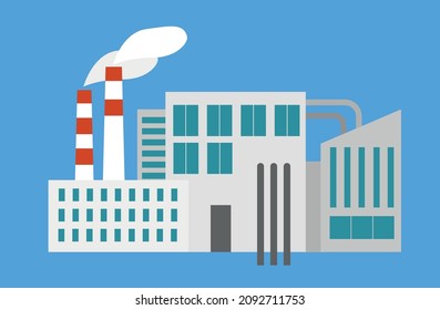 Industrial factory in flat style a vector an illustration.Plant or Factory Building