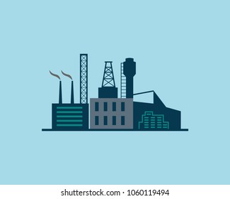 Industrial factory in a flat style.Vector and illustration of manufacturing building.City landscape. Eps 10