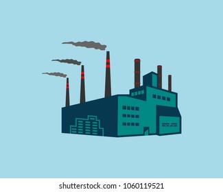 Industrial factory in a flat style.Vector and illustration of manufacturing building.City landscape. Eps 10