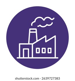 Industrial factory icon against deep purple. Icon symbol illustration