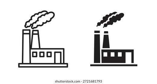 Industrial factory icon flat and thin stroke vector pack. Editable icons set