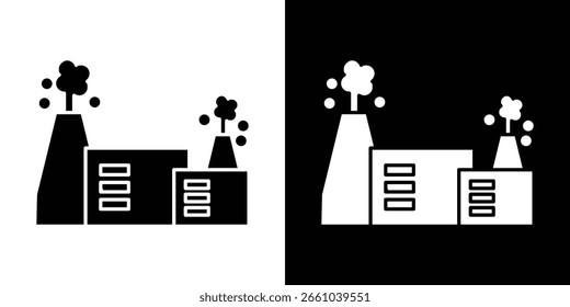 Industrial factory icon in flat version on black and white background