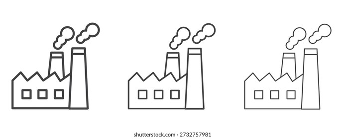 Industrial factory icon vector Graphics. Black thin lines icons