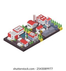 Industrial factory isometric illustrated on background