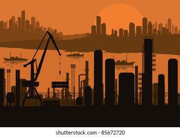 Industrial factory landscape background illustration