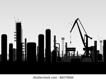Industrial factory landscape background illustration