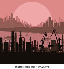 Industrial factory landscape background illustration
