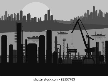 Industrial factory landscape skyline background illustration vector