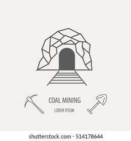 Industrial factory logo template. Linear badge design. Vector illustration