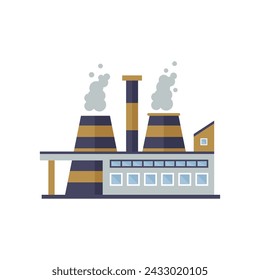 Industrial factory, manufacturing buildings and cooling towers vector illustration