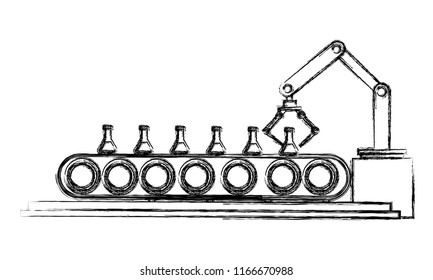 industrial factory robotic arm chemical test tube laboratory hand drawing