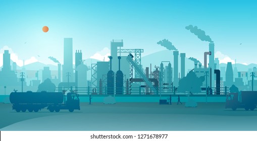 Industrial factory with a sky as a backdrop