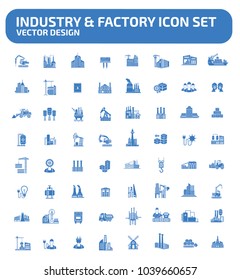 Industrial and factory vector icon set 